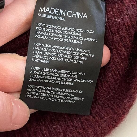 Club Monaco Off The Shoulder Burgundy Wool Blend Sweater Size Large - Picture 5 of 9